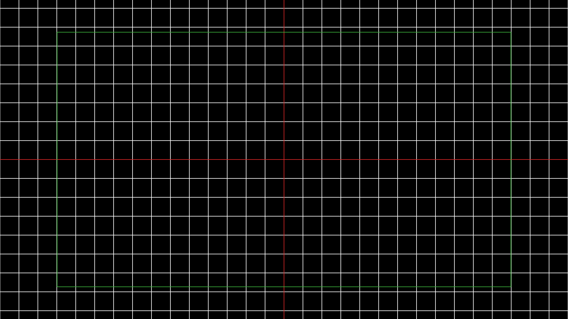 A crosshatch grid of thin lines with centre cross and safe-area box